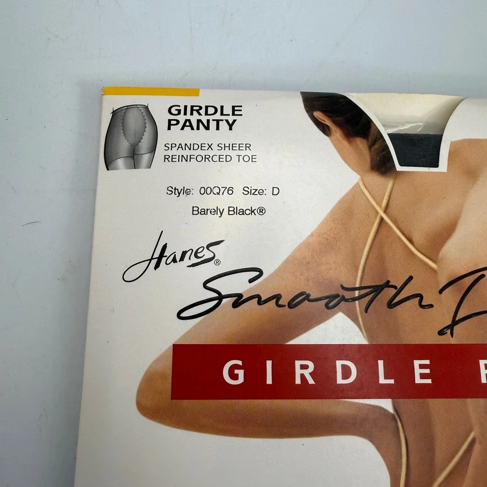 Hanes Smooth Illusions Girdle Panty Sheer Hose 00Q76 Jet Barely Black D 2 Pack